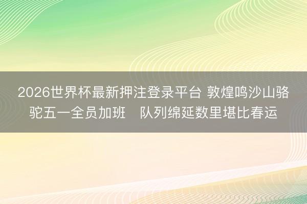 2026世界杯最新押注登录平台 敦煌鸣沙山骆驼五一全员加班　队列绵延数里堪比春运