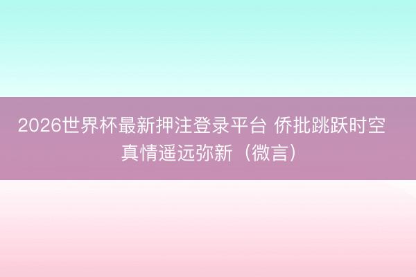 2026世界杯最新押注登录平台 侨批跳跃时空  真情遥远弥新（微言）