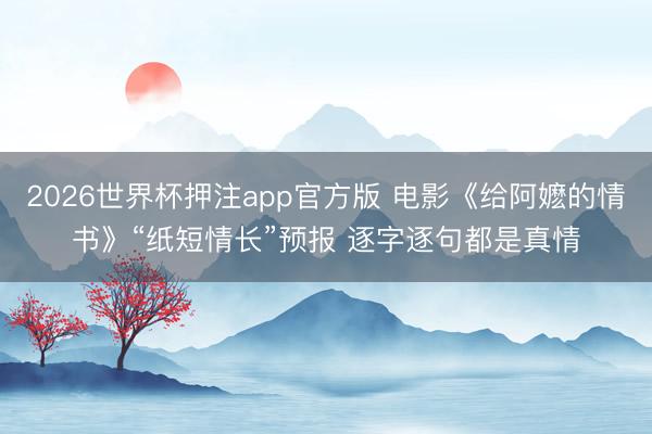 2026世界杯押注app官方版 电影《给阿嬷的情书》“纸短情长”预报 逐字逐句都是真情