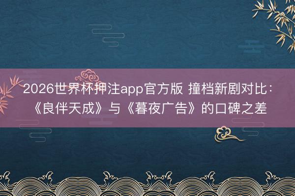 2026世界杯押注app官方版 撞档新剧对比:《良伴天成》与《暮夜广告》的口碑之差