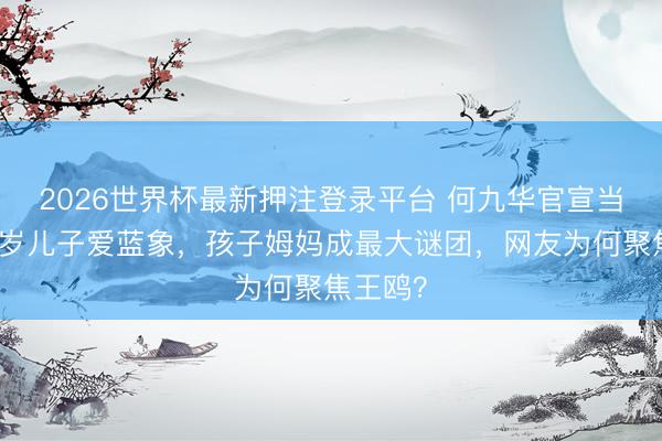 2026世界杯最新押注登录平台 何九华官宣当爸，两岁儿子爱蓝象，孩子姆妈成最大谜团，网友为何聚焦王鸥？