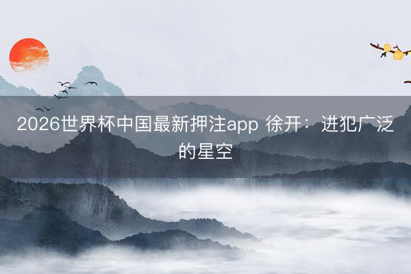 2026世界杯中国最新押注app 徐开：进犯广泛的星空