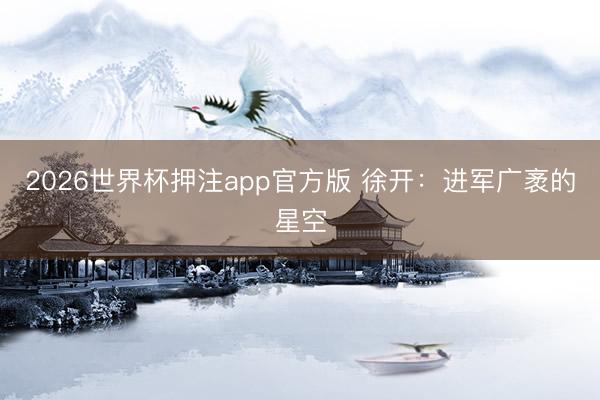 2026世界杯押注app官方版 徐开：进军广袤的星空
