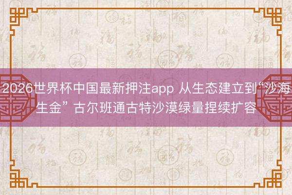 2026世界杯中国最新押注app 从生态建立到“沙海生金” 古尔班通古特沙漠绿量捏续扩容