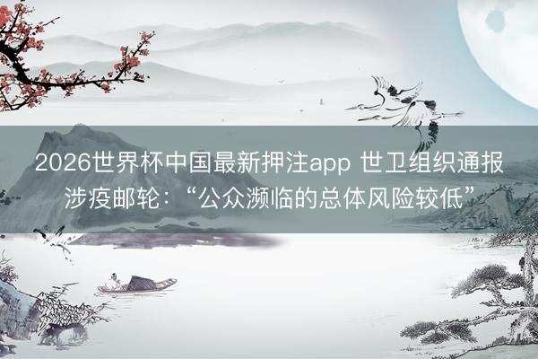 2026世界杯中国最新押注app 世卫组织通报涉疫邮轮：“公众濒临的总体风险较低”