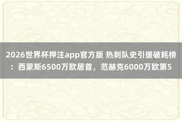 2026世界杯押注app官方版 热刺队史引援破耗榜：西蒙斯6500万欧居首，范赫克6000万欧第5